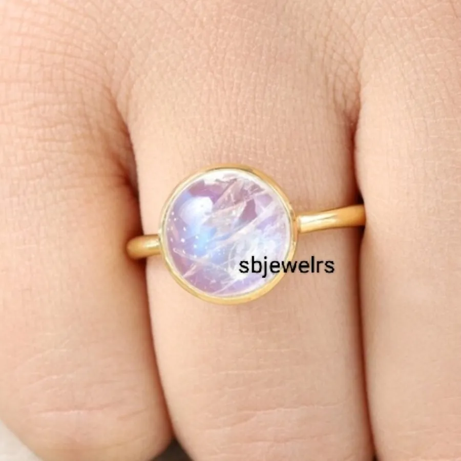 Authentic Moonlit Guardian: Gold‑Plated Moonstone Ring