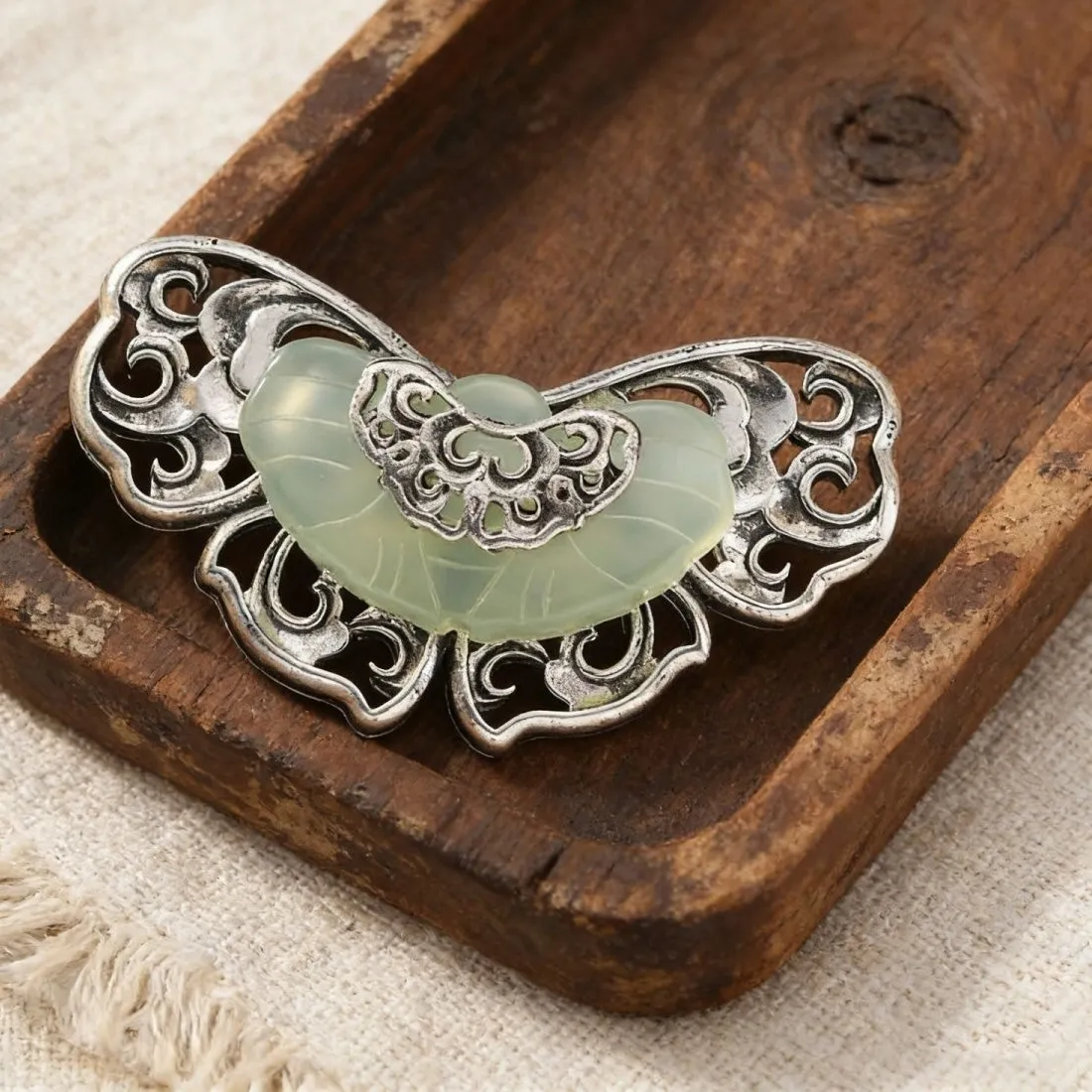 Authentic Enchanted Jade Butterfly Brooch Celestial Guardian Pin