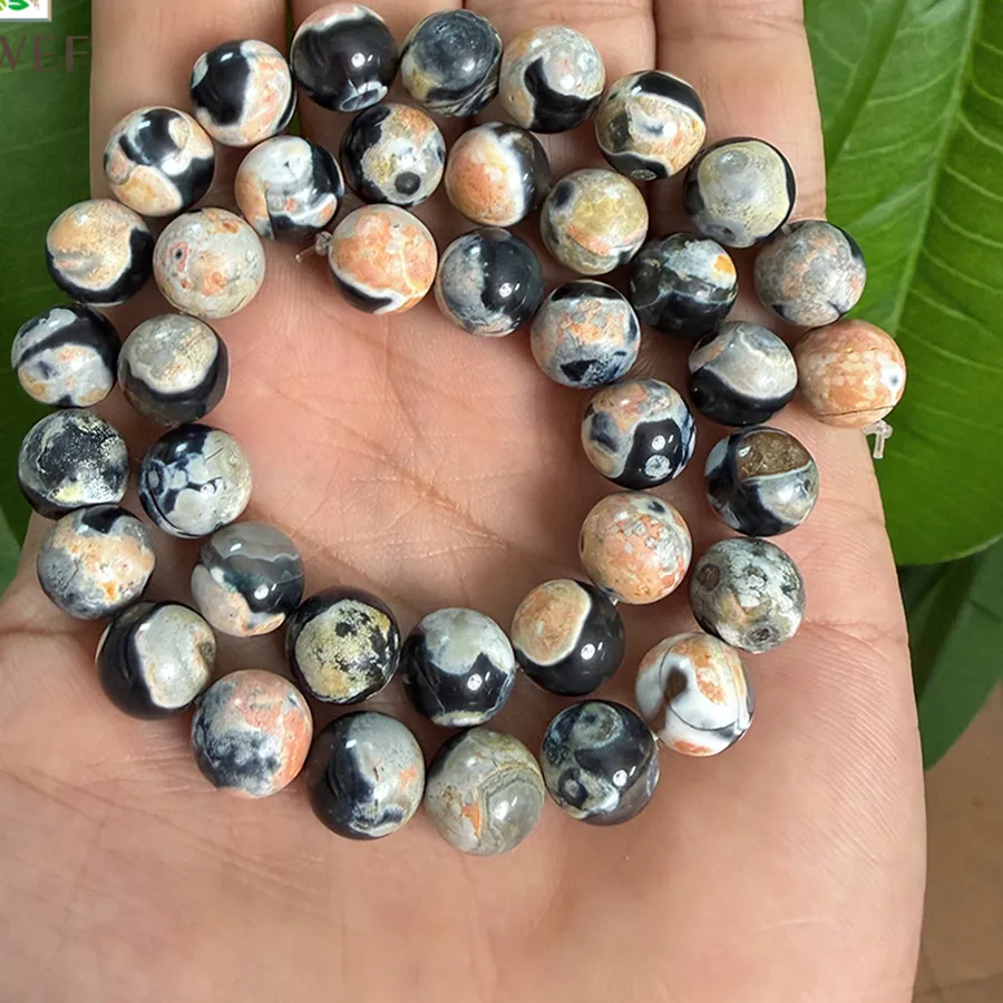 Authentic Cracked Fire Agate & Onyx Strand- A Talisman Of Flame And Shadow