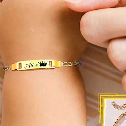 Authentic Personalize Baby Name Bracelets Non Allergy Infant Baptism Bangle Jewelry Custom Family Love