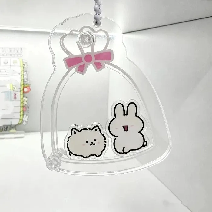 Authentic 1Pcs Transparent Acrylic Diy Shaker Keychain Bowknot Decor Hanging Pendant For Handmade Craft Decoration