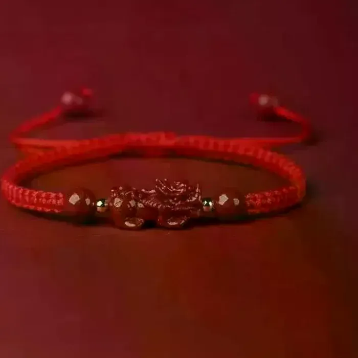 Authentic Cinnabar Pixiu Weaving Hand Rope Lucky Red String Bracelet Jewelry Accessries