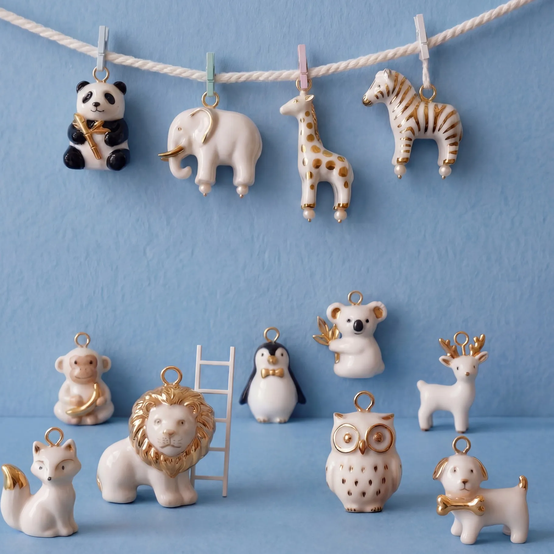 Authentic Luminous Guardians: Lion, Elephant, and Raccoon Charms of Divine Protection