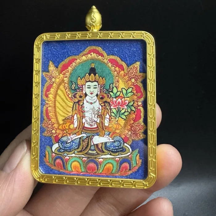 Authentic Celestial Guardian Thangka Amulet - Eightfold Protection & Sacred Void Wisdom