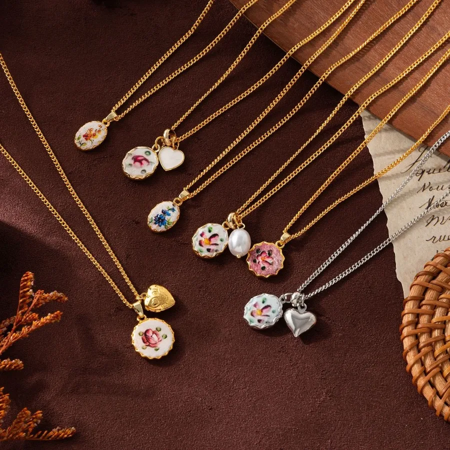 Authentic Ethereal Bloom: Hand‑Painted Enamel Flower Pendant