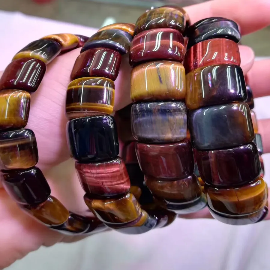 Authentic Natural Tiger Eye Stone Beads Bracelet Natural Gemstone Jewelry Bangle For