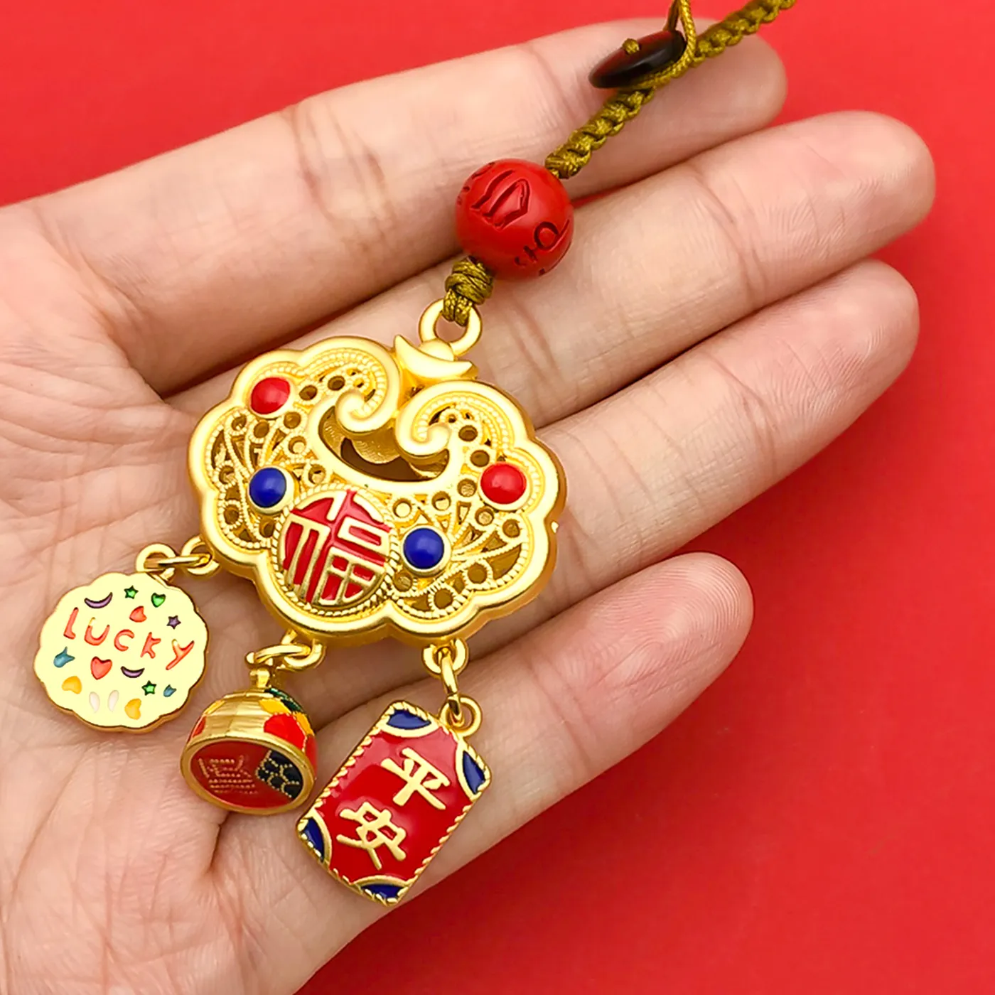 Authentic Unlock Prosperity with Red Calabash Charms of Good Fortune