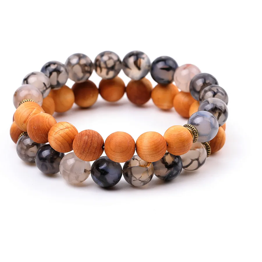 Authentic Twin Ember Bracelets Black Dragon Vein Agate & Earthwood Harmony
