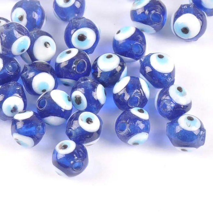 Authentic 10Mm About 10Pcs Glass Evil Eye Hamsa Hand Religious Blue Beads For Jewelry Making Trs0124X
