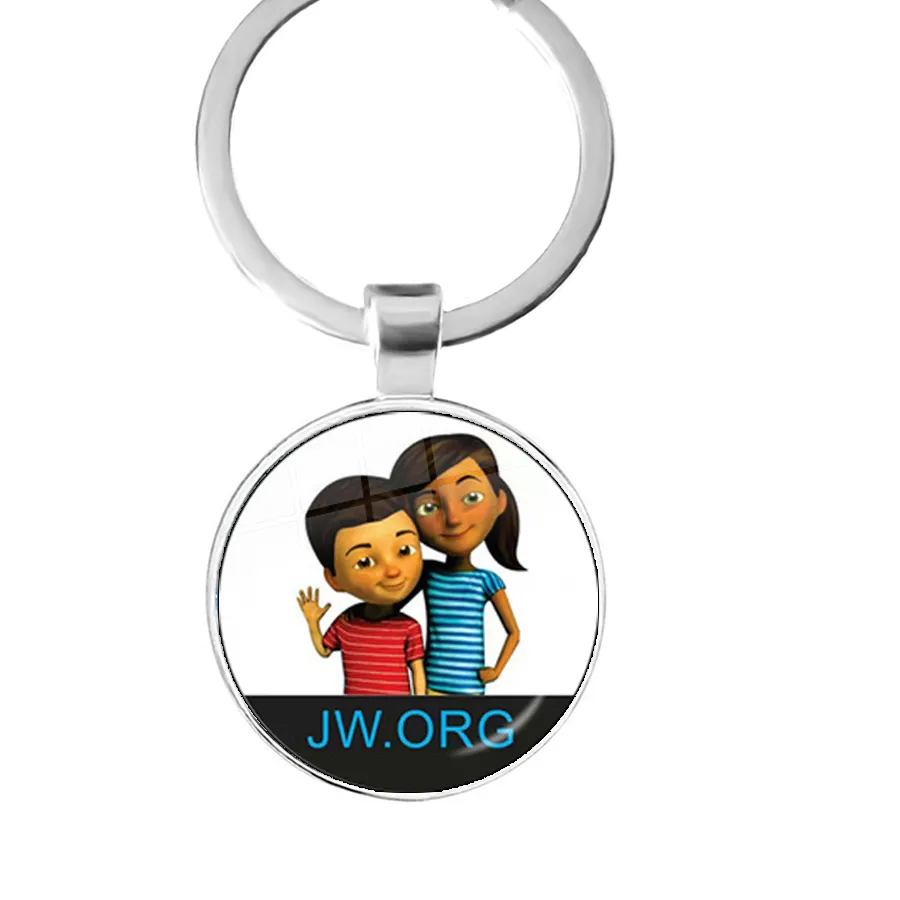 Authentic JW.org Keychain Jehovah's Witnesses Art Picture 25mm Glass Cabochon Pendant For Catholic Believers Jewelry Women Girls Men