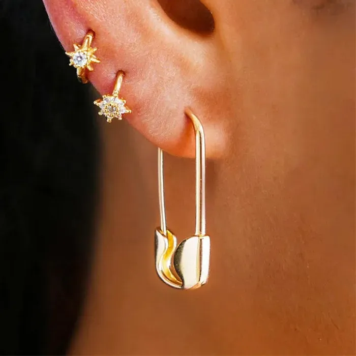 Authentic Celestial Gold Lock Leverback Earrings – Mystical Binding of Light