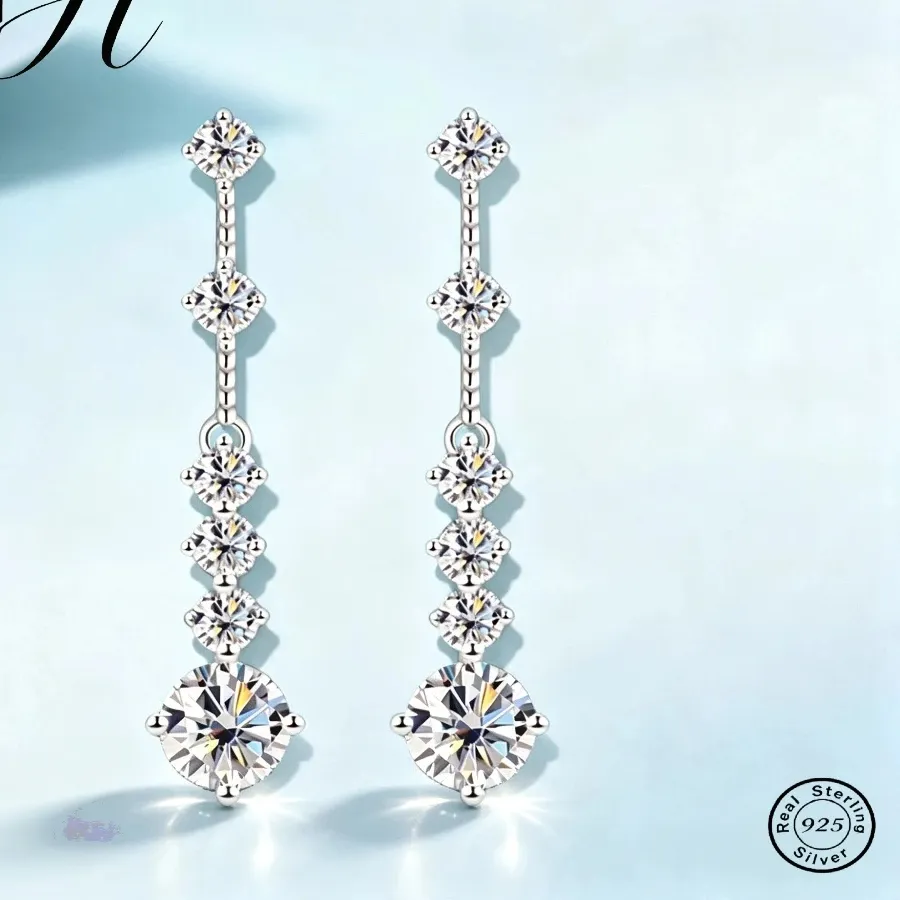 Authentic Celestial Starlight Moissanite Drops In Luminous Silver