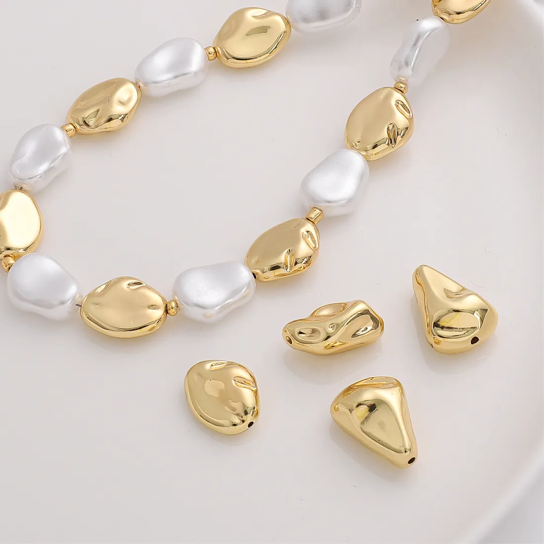 Authentic 1pcs 14K Gold Plated Metal Beads Baroque Style Charm Beads for Bracelet Necklace DIY Handmade Jewelry Making Findings