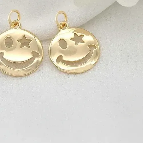 Authentic 18MM 14K Gold Color Plated Smiling Pendants Charms for DIY Jewelry Making Findings Accessories