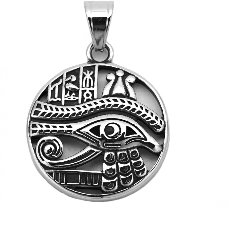 Authentic Ancient Egyptian Eye Of Horus Ra Udjat Amulet Pendant Jewelry Luminati Pyramid Eye Biker Pendant