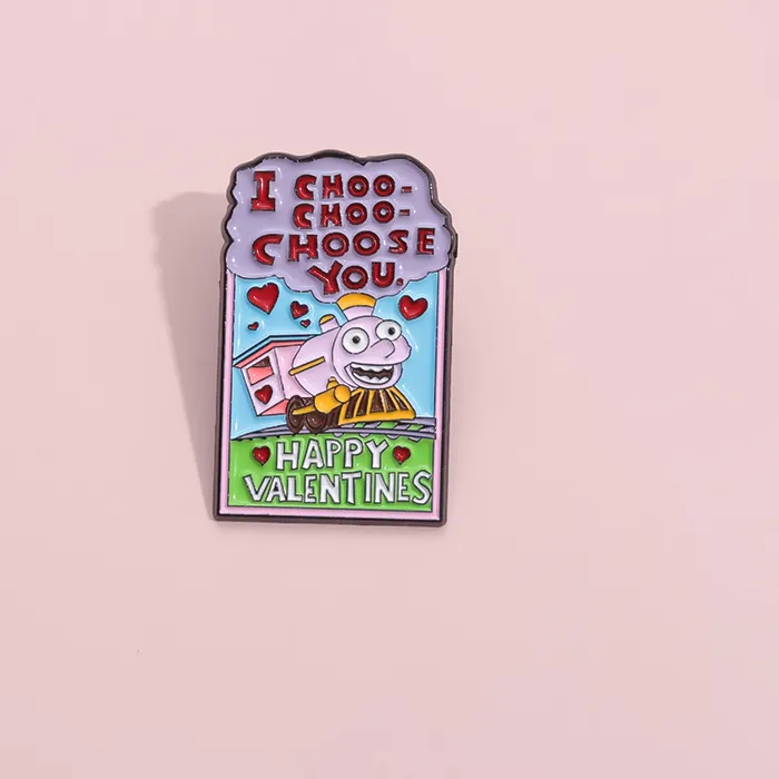 Authentic Happy Valentines Lapel Pins I Choo Choose You Badge Little Locomotive Enamel For Clothes Backpacks Decoration Jewelry
