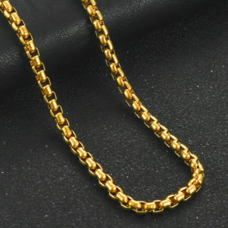 Authentic 18K Gold 925 Sterling Silver 4Mm Chain Necklace Man Jewelry 18- 24Inch