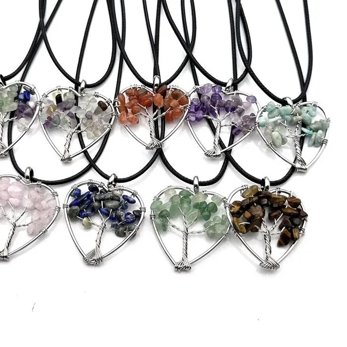 Authentic Sacred Heart Tree Of Life Crystal Pendant With Gold- Plated Harmony Charms