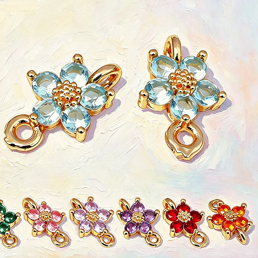 Authentic 10PCS Flower 18MM 18K Gold Color 2 Holes Flower Connect Charms Pendants High Quality Jewelry Making Diy Accessories