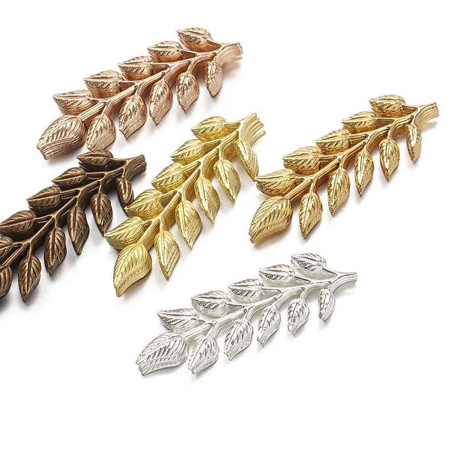 Authentic 20pcs/lot Gold Color Leaf Charm 19x64mm Pendants for DIY Jewelry Making Necklace Earrings Accessories Material