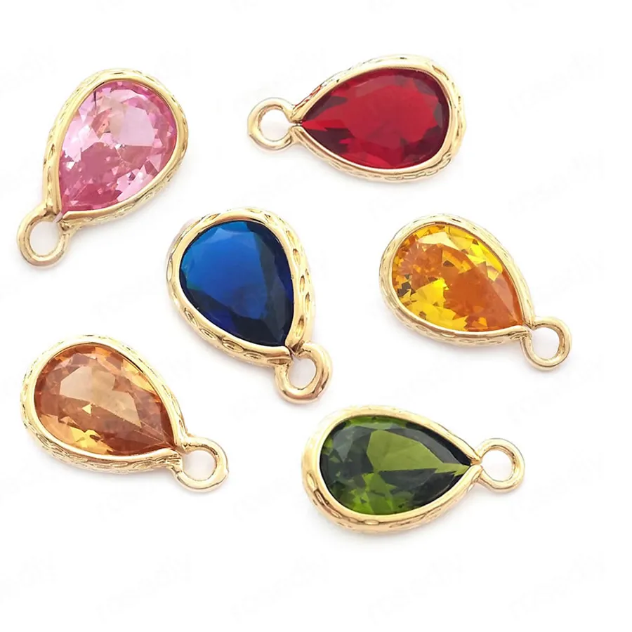 Authentic 10PCS 18K Gold Color Drop Shape Charms Pendants High Quality Necklace Earrings Diy Accessories Rosediy Official Store
