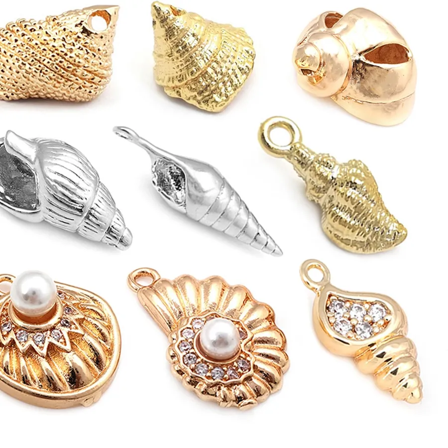 Authentic 18K Gold Color Conch Conch Seashells Charms Pendants High Quality Diy Jewelry Making Necklace Supplies Necklace Earrings