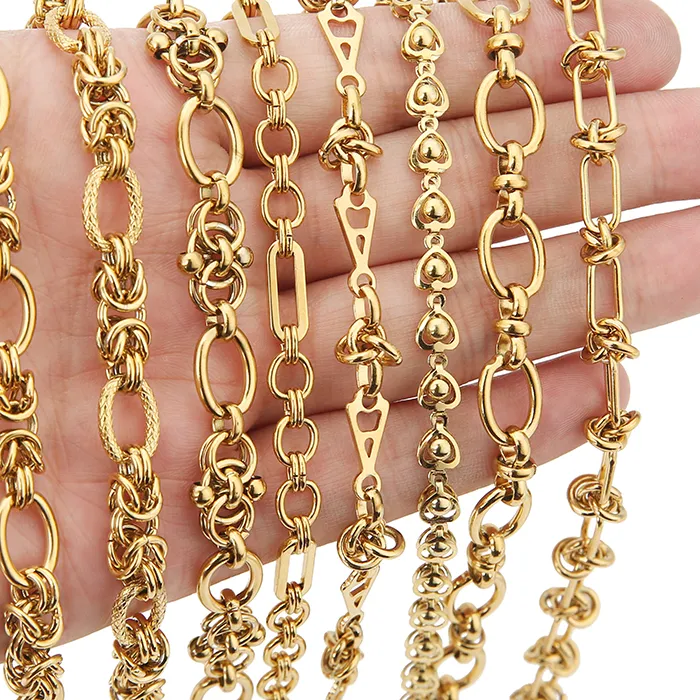 Authentic 1meter PVD Gold Plated Stainless Steel Thick Large Heavy Chains for Jewelry Making Necklace Bracelet DIY Jewelry Chain Finding