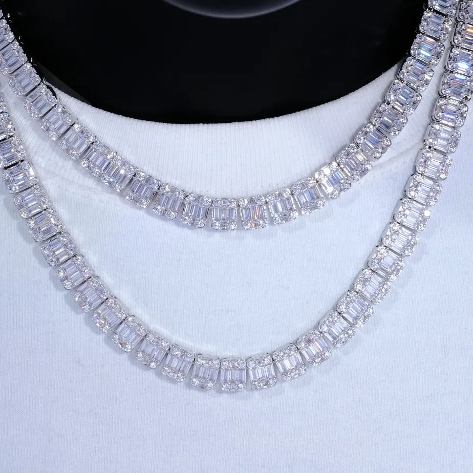 Authentic Celestial Ice Square Amulet - Dazzling White Gold Plated Lumina Chain