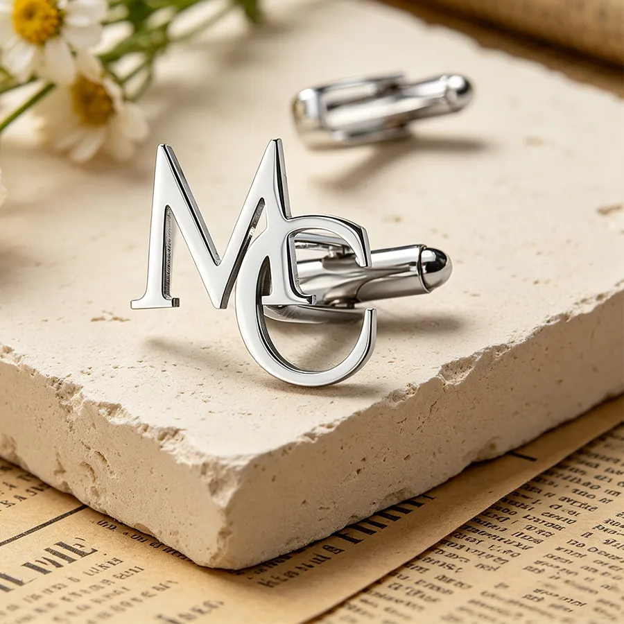 Authentic Custom A Pair Of Letter Cufflinks Minimalist Double Letter Gentleman's Suit Shirt Cufflink S Jewelry