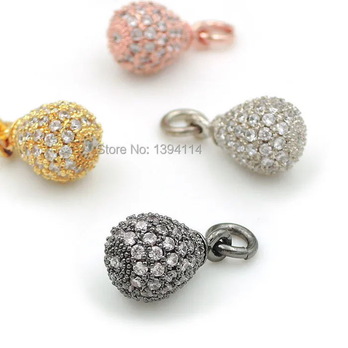 Authentic 13 8 8Mm Micro Pave Clear Cz Solid Drop For Making Diy Bracelets Or Necklaces Jewelry