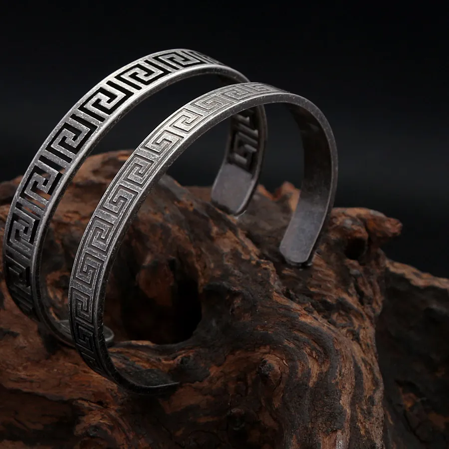 Authentic The Eternal Labyrinth Golden Greek Key Meander Cuff