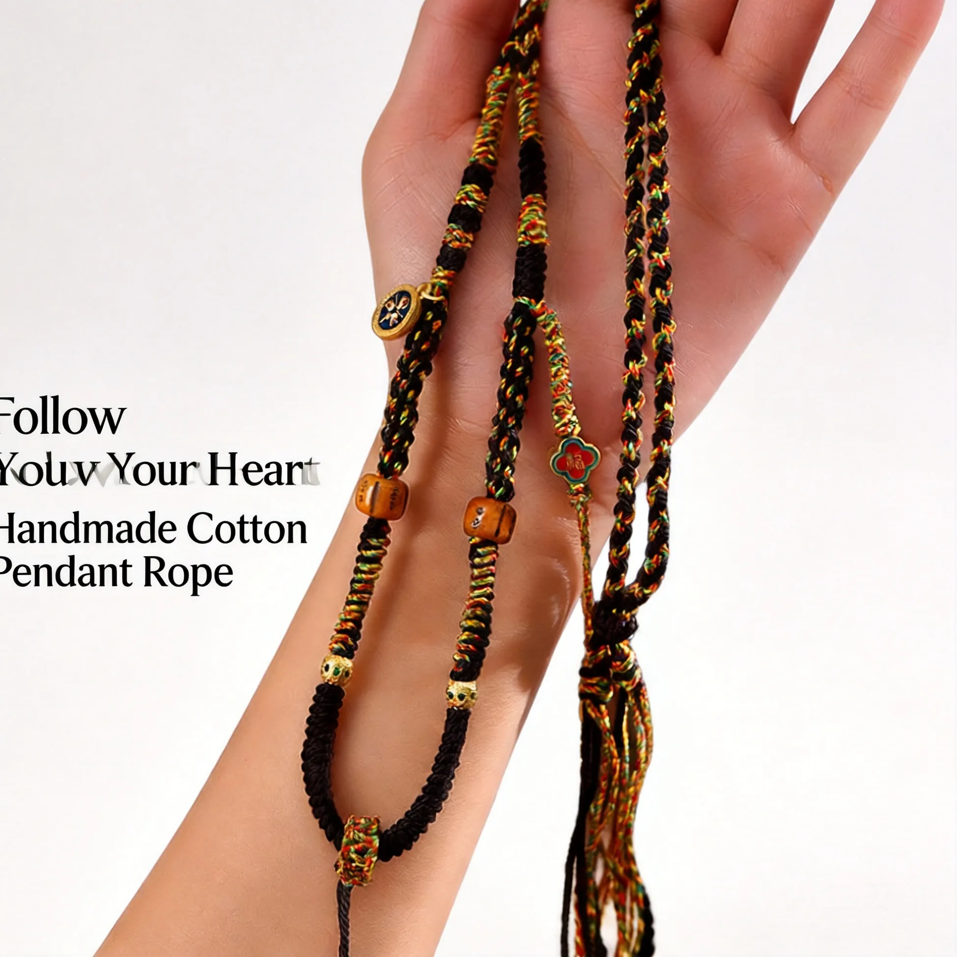 Authentic Sacred Himalayan Knotwork Blessing Cord And Thangka Amulet
