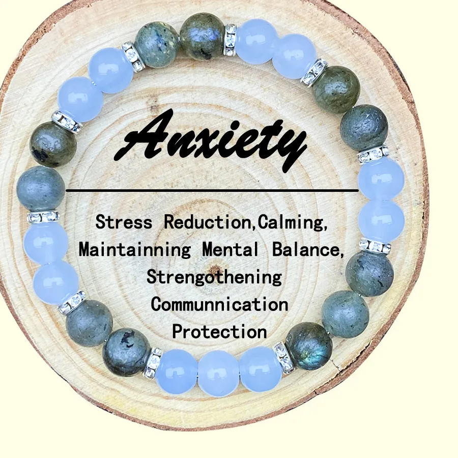 Authentic 8Mm Personalized Black Flash Stone Blue Glass Beads Bracelet Eliminates Worries Jewelry Daily Holiday