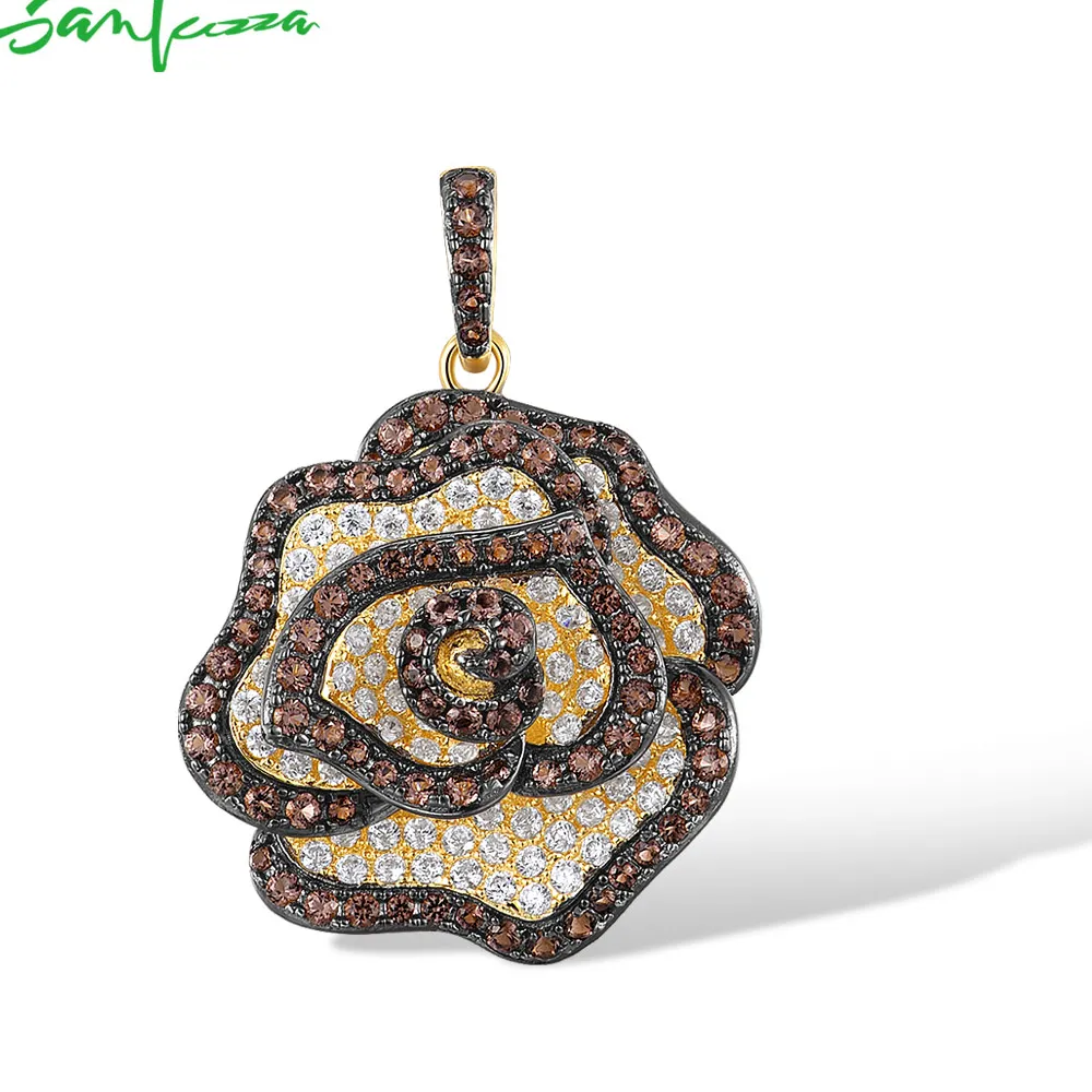 Authentic Rose Of Eternal Bloom Sterling Silver & Golden Aura Pendant