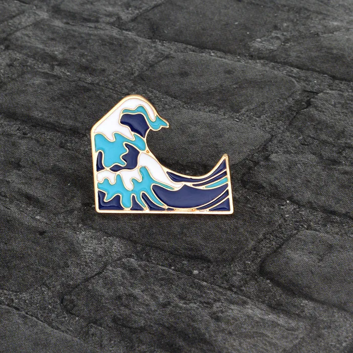 Authentic Talisman Of The Azure Tides Gold- Plated Wave Brooch