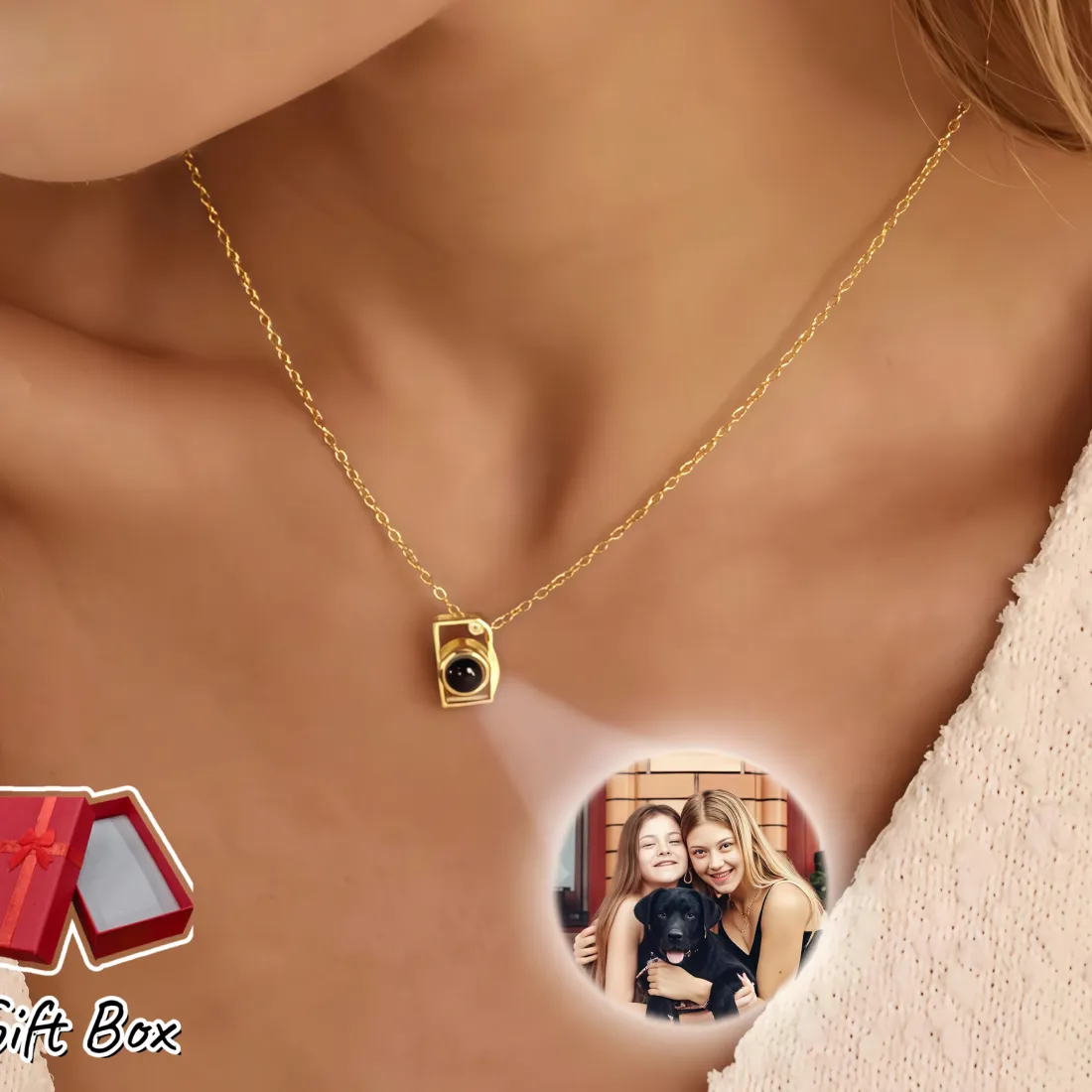 Authentic Personalized Photo Projection Necklace Mini Camera Pendant Memory Jewelry Valentine