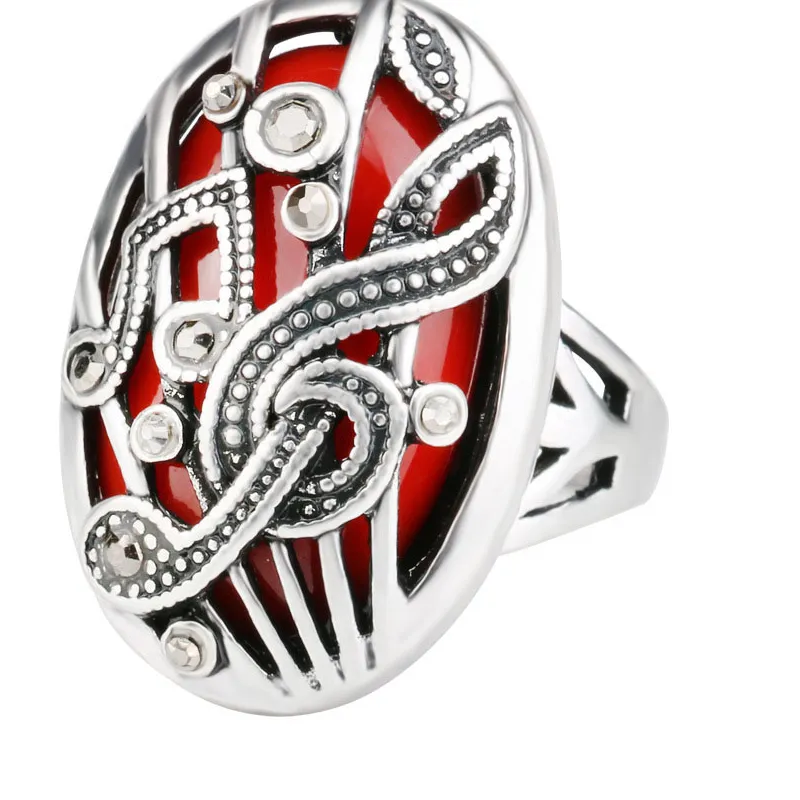 Authentic Boho Silver Color Jewelry Punk Anillo Musica Rings Anel Masculin Punk Jewelry Bague Femme Kpop Medusa