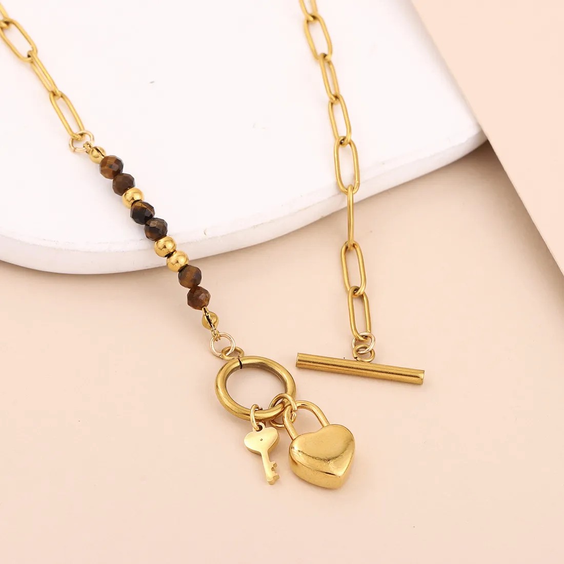 Authentic The Alchemist's Key: Heart-Lock Choker with Tiger Eye Intuition