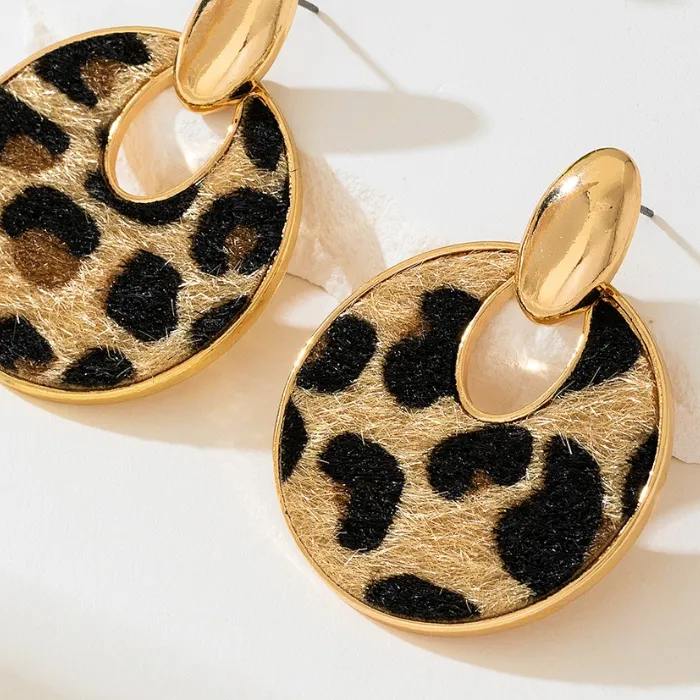 Authentic Unique Leopard Print Dangle Earrings Classic Elegant Statement Earrings Jewelry