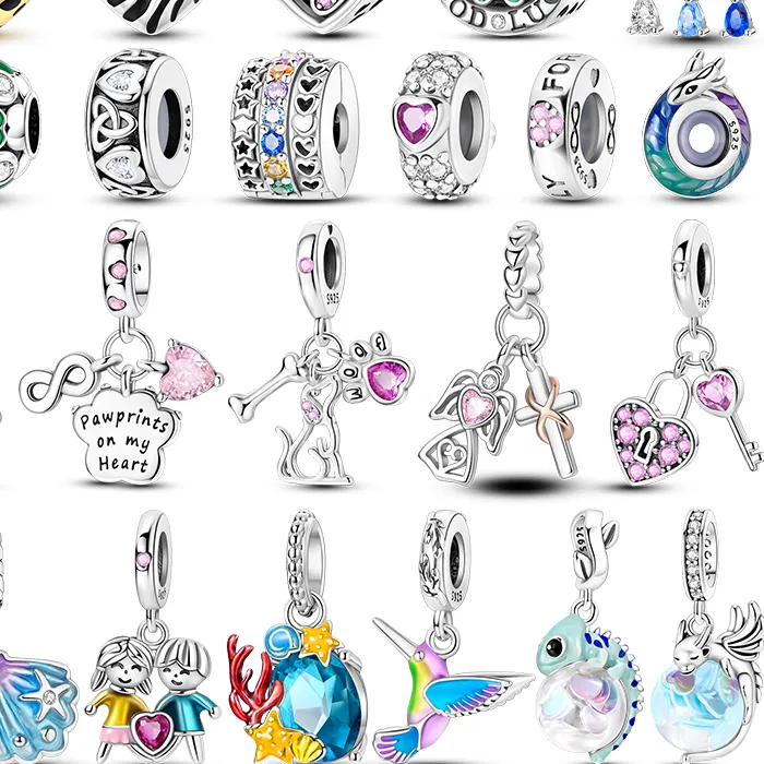 Authentic 925 Sterling Silver Racing Chameleon Colorful Hummingbird Pendant Fit Original Bracelet Diy Jewelry