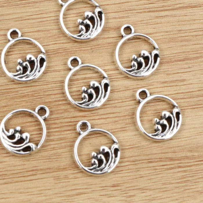 Authentic 40Pcs 4X11Mm Antique Silver Plated Water Wave Handmade Charms Pendant Diy Jewelry Findings For Bracelet Necklace