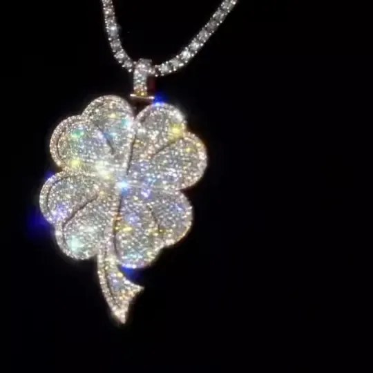 Authentic The Gilded Clover of Fortune Moissanite Pendant
