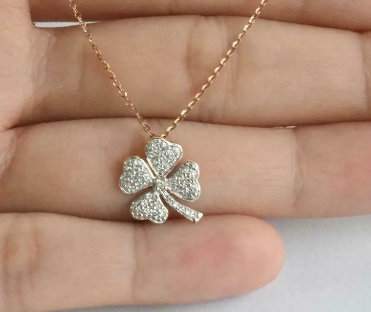 Authentic 2.5 Ct Men's Four Leaf Clover D/VVS Moissanite Pendant Yellow Gold plated Silver