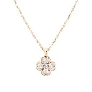 Authentic The Gilded Verdant Talisman: 14K Rose Gold Four-Leaf Clover Necklace