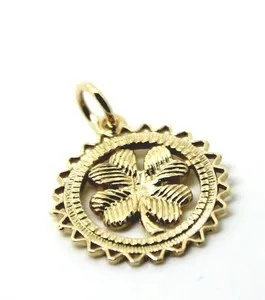 Authentic Genuine Sterling Silver, Gold plated Yellow or Rose Four Leaf Clover Pendant