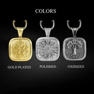 Authentic Vegvisir Viking Compass Sterling Silver Necklace, Norse Runes Talisman Pendant
