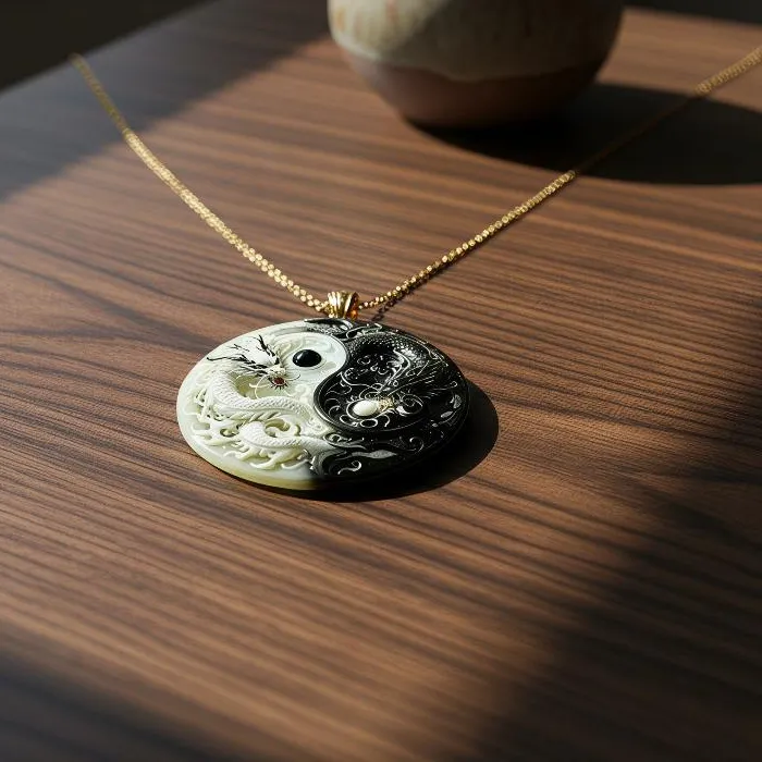 Authentic Yin Yang Twin Dragons Necklace Cool Enamel Mythical Pendant Streetwear Choker Hip Hop Style Accessory