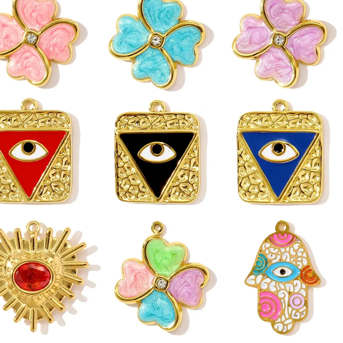 Authentic Talisman Of The Shielded Heart Enamel Hamsa And Evil Eye Sacred Charms