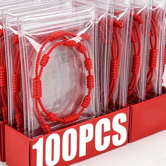 Authentic Adjustable Red String Bracelet Hand Woven Lucky Amulet Braided Rope Wristband For Couple Jewelry Handmade Diy Rope Bangles