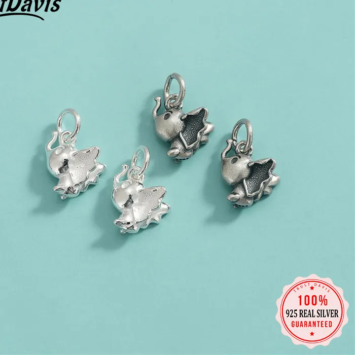Authentic Trustdavis 925 Sterling Silver Little Flying Elephant Pendant Diy Necklace Bracelet Accessories Fine Jewelry Dz1826